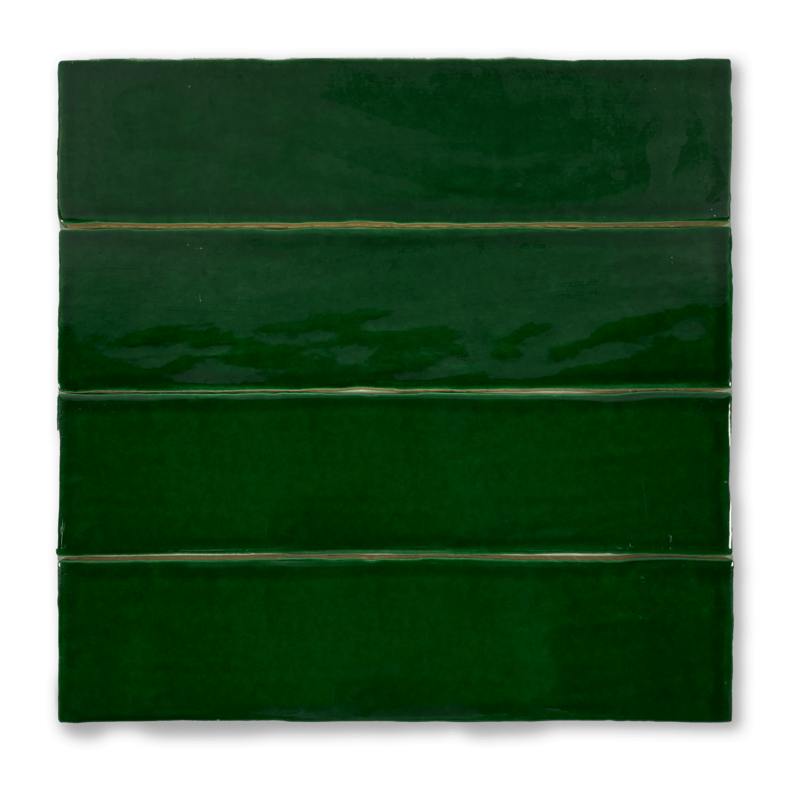 Handmade 3x12 Emerald Green Glossy Undulated Subway Tile - Cemento Collection