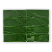 Handmade 3x8 Emerald Green Glossy Undulated Subway Tile - Cemento Collection