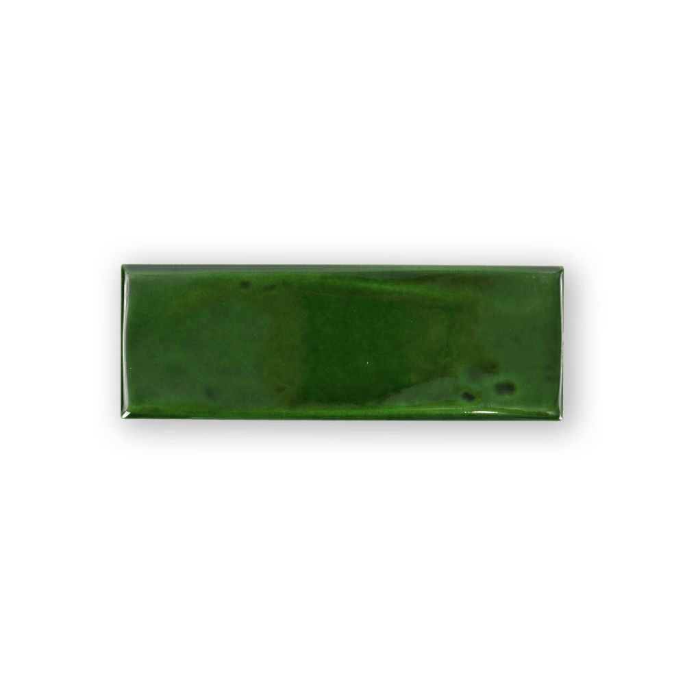 Handmade 3x8 Emerald Green Glossy Undulated Subway Tile - Cemento Collection