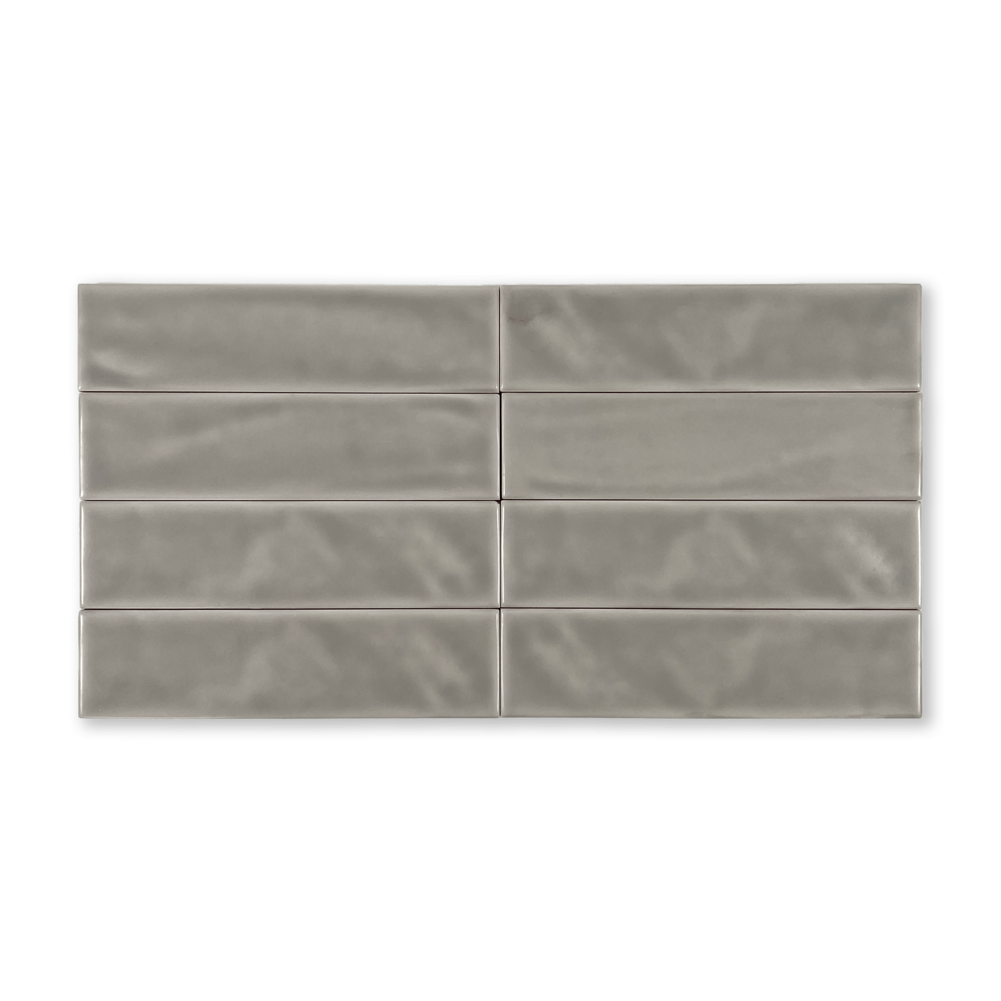 Handmade Brick 2x8 Grey Matte Undulated Subway Tile - Cemento Collection