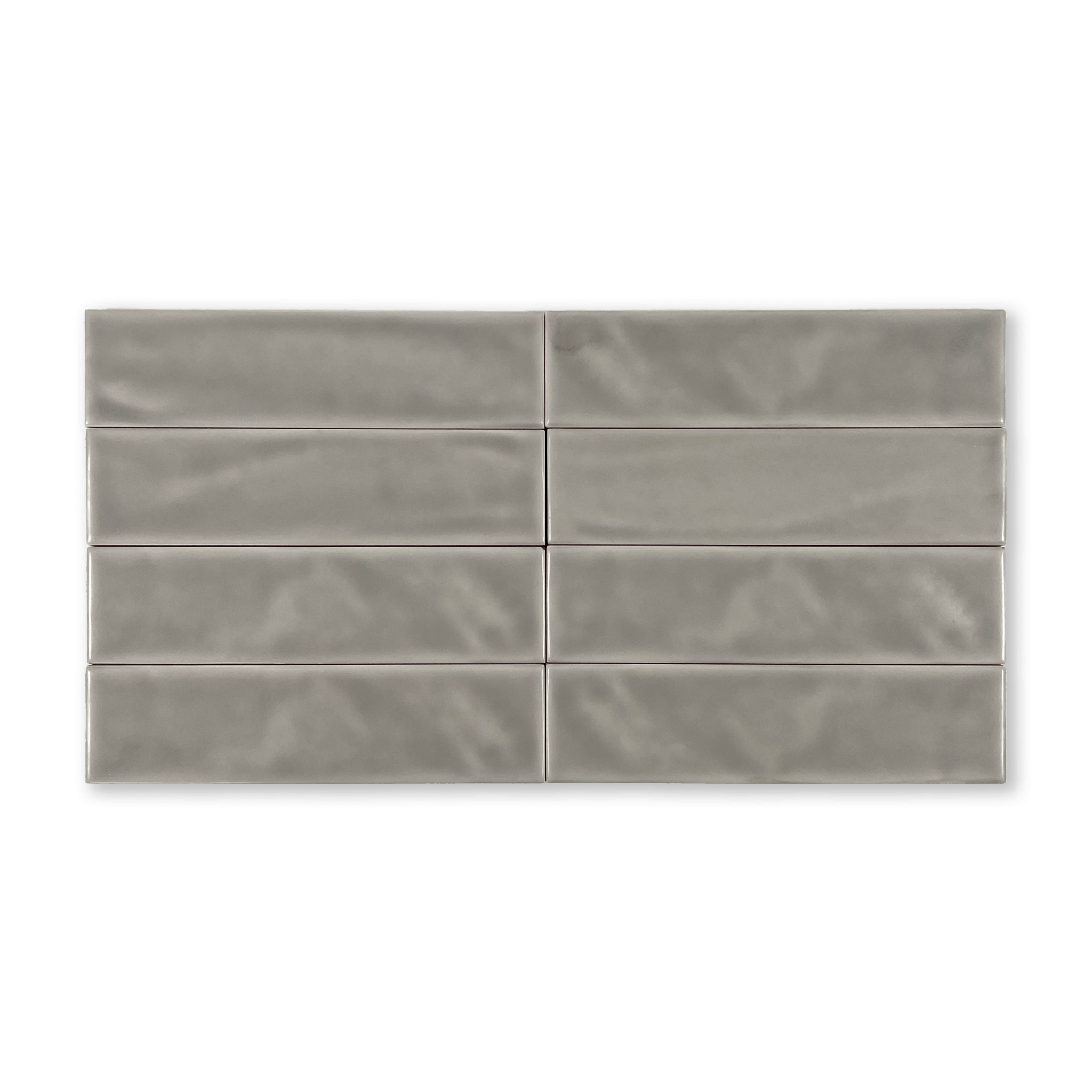 Handmade Brick 2x8 Grey Matte Undulated Subway Tile - Cemento Collection