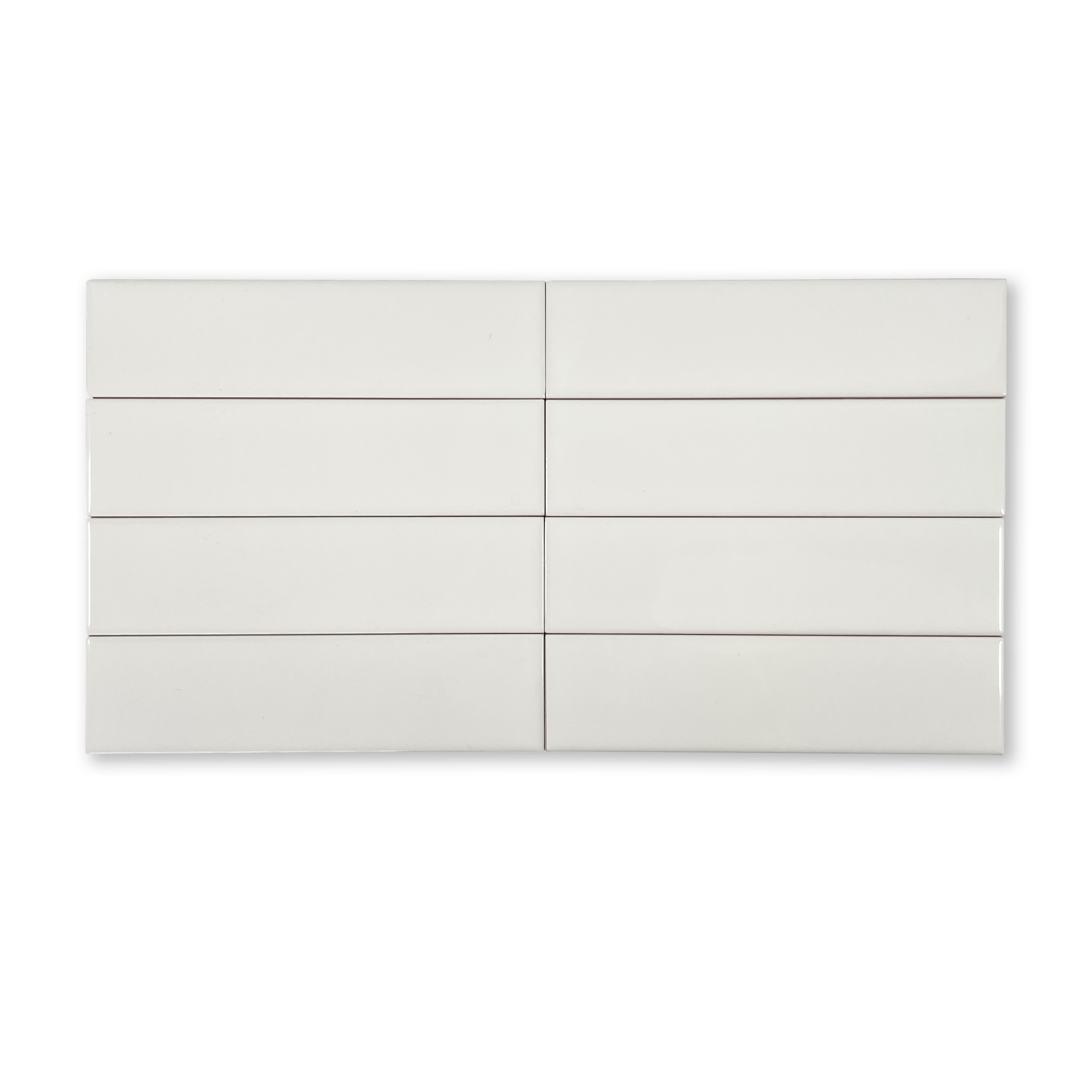 Handmade Brick 2x8 Snow White Glossy Subway Tile - Cemento Collection