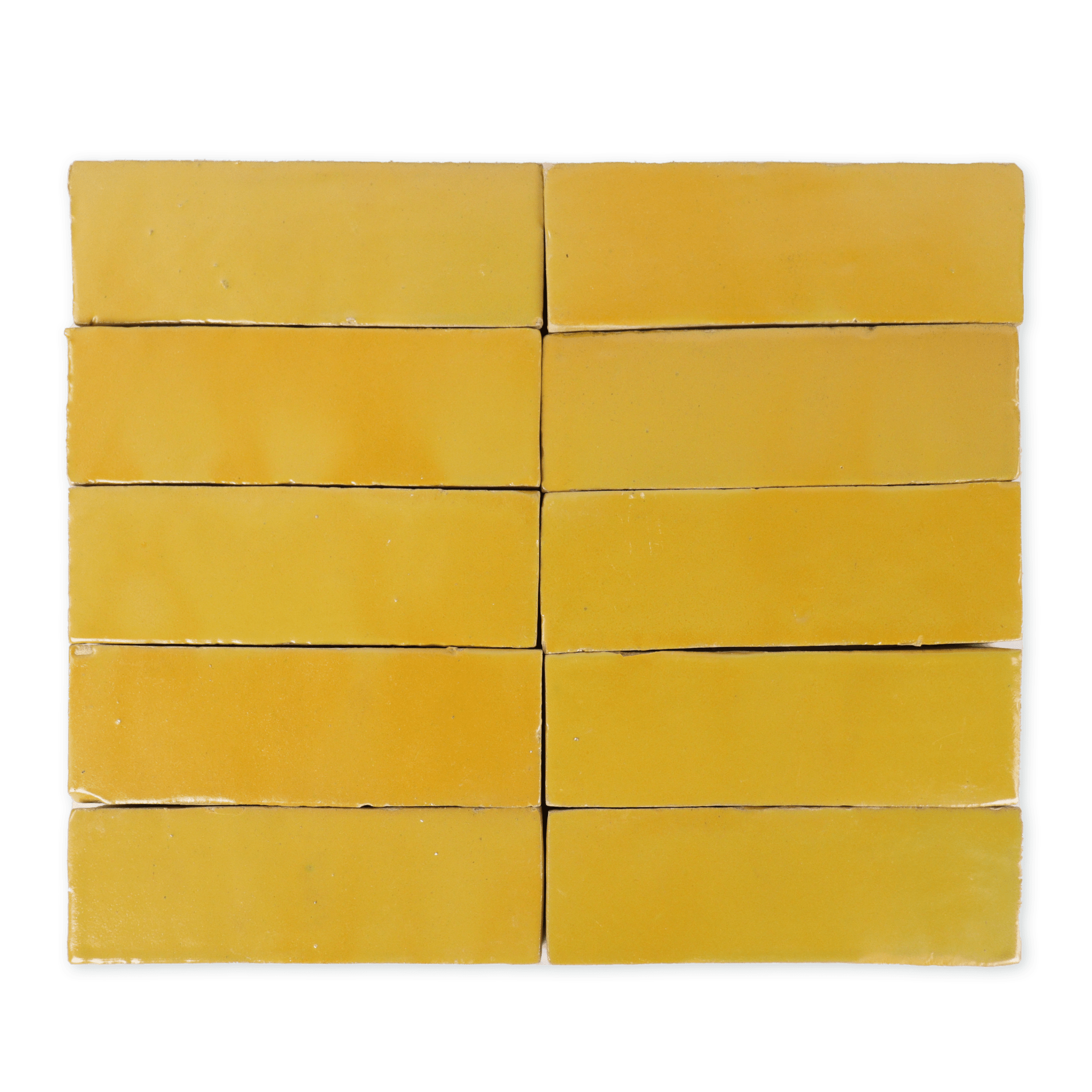 Handmade Moroccan Zellige 2x6 Bejmat Citron Yellow Terracotta Tile - Cemento Collection