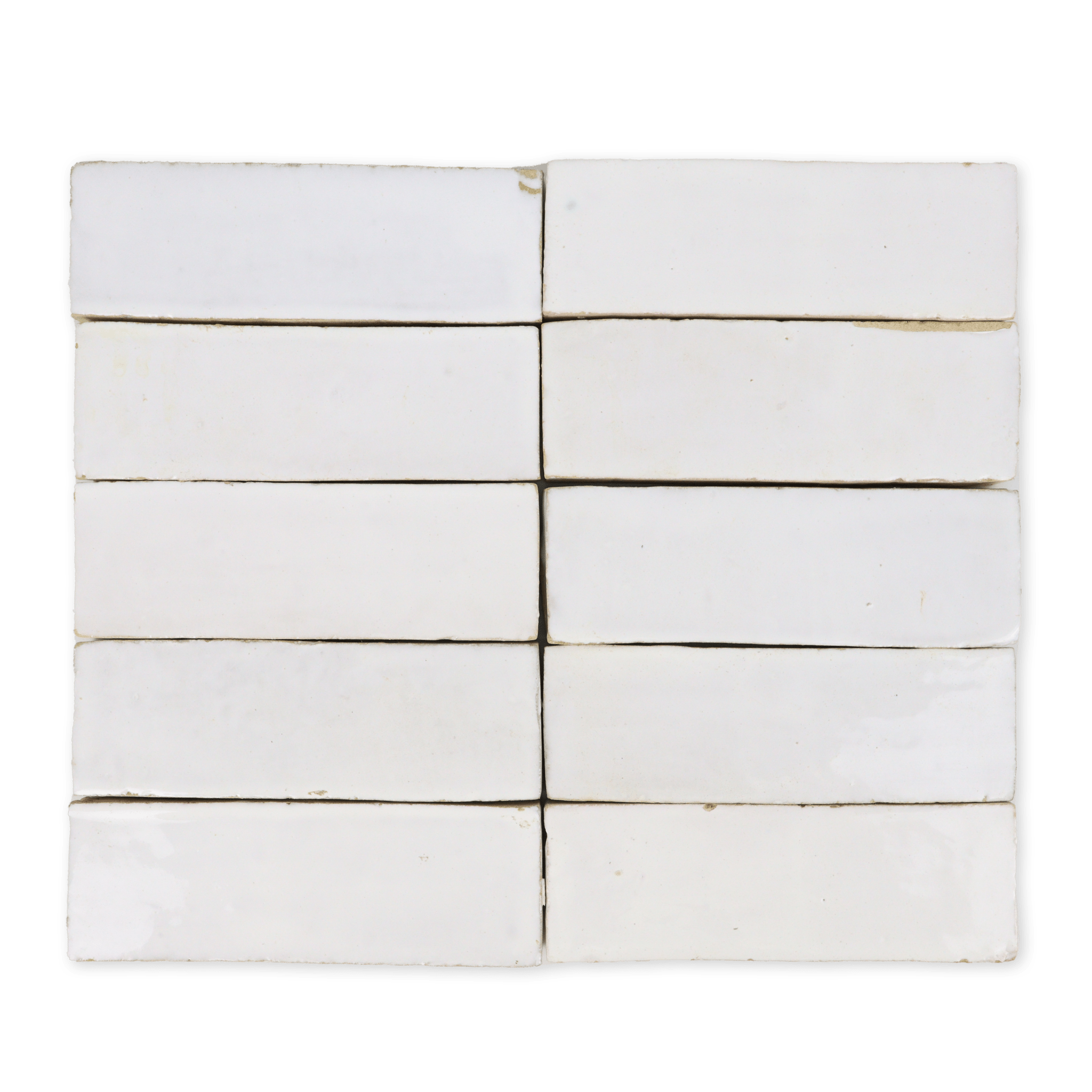 Handmade Moroccan Zellige 2x6 Snow White Terracotta Tile - Cemento Collection