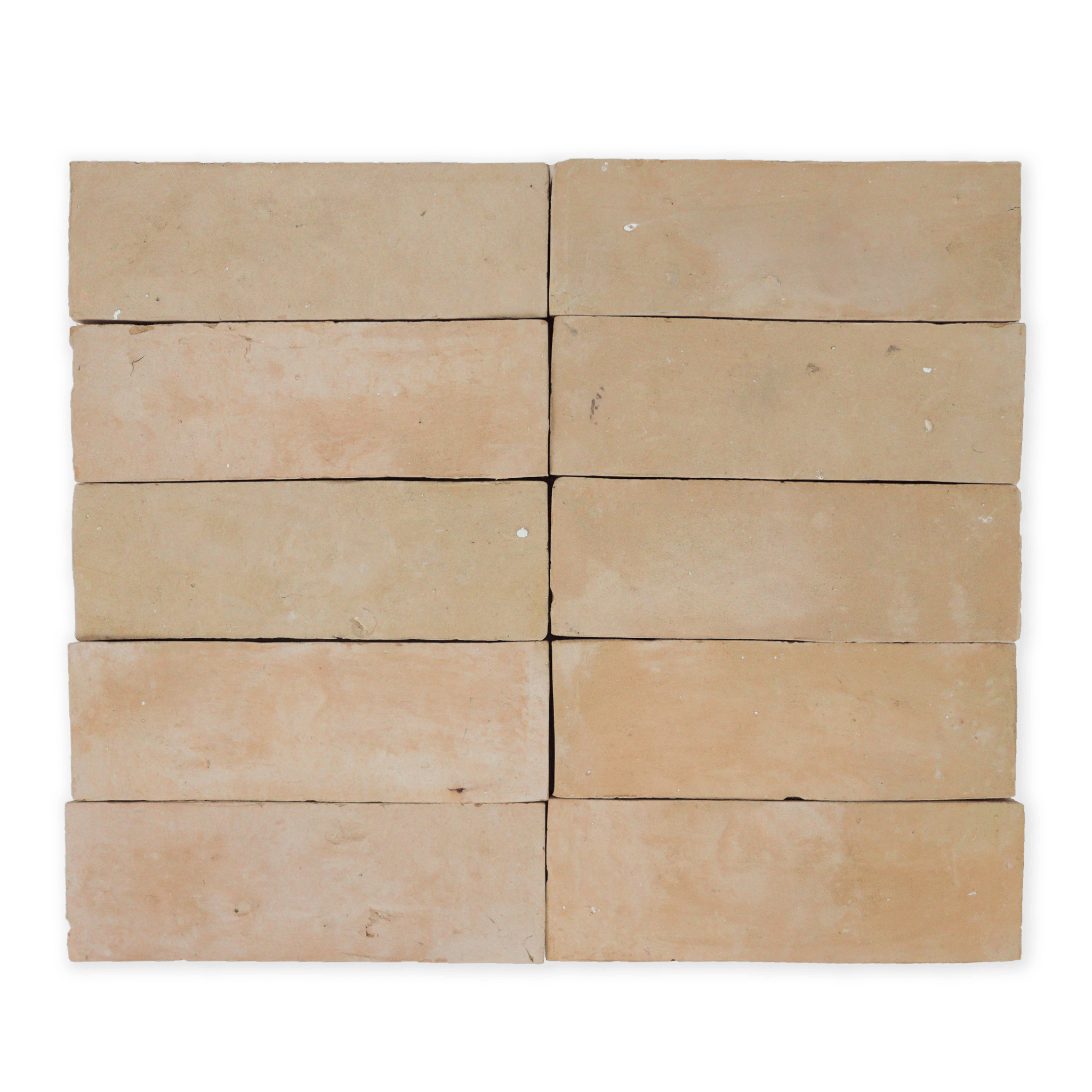 Handmade Moroccan Zellige 2x6 Unglazed Natural Terracotta Tile - Cemento Collection