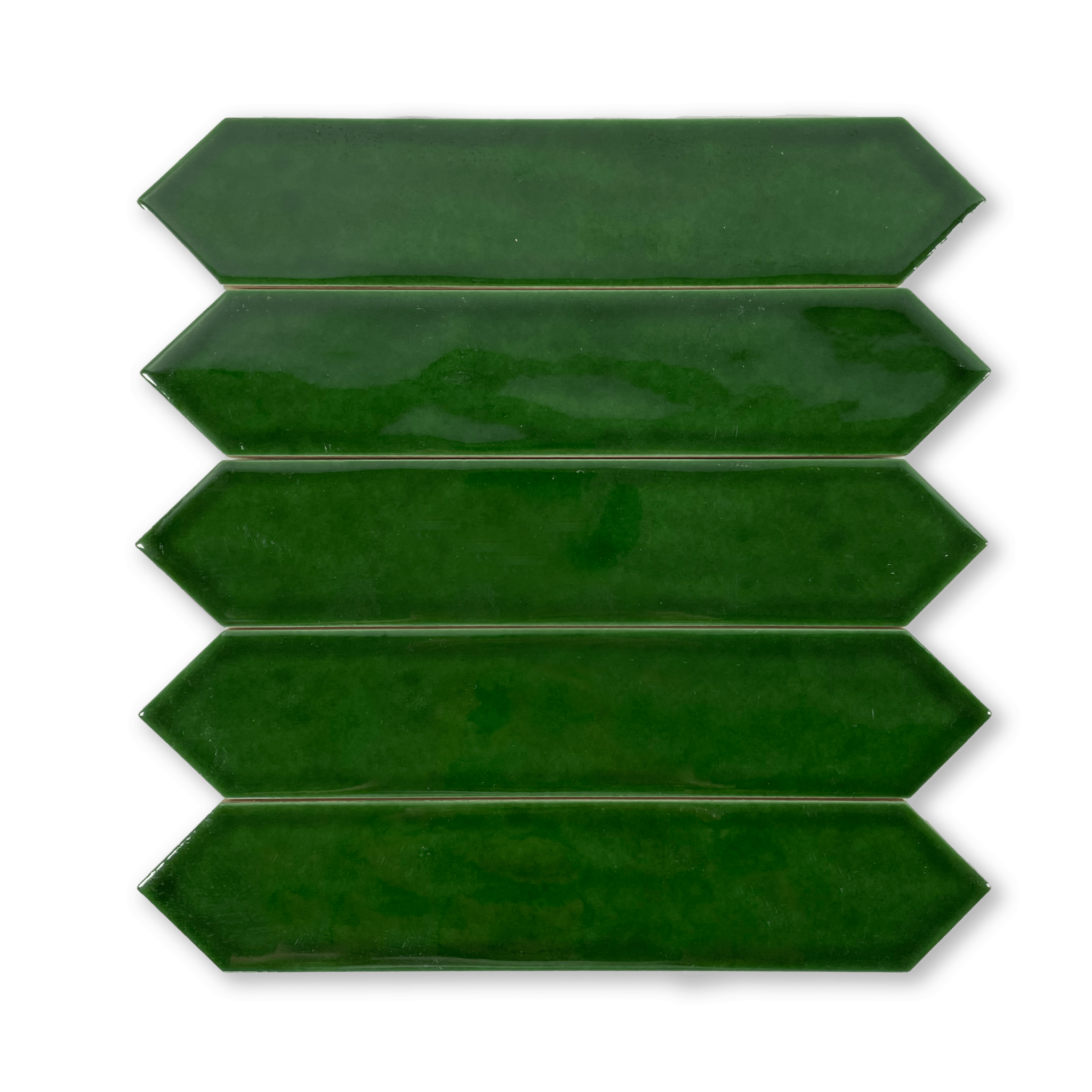 Handmade Picket 2x10 Emerald Green Glossy Undulated Subway Tile - Cemento Collection