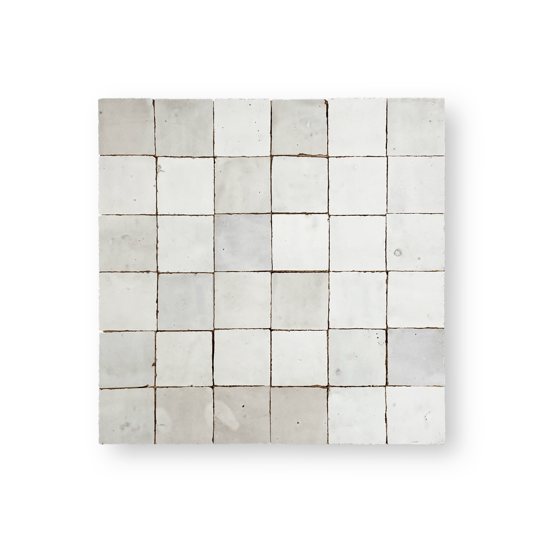 Moroccan Zellige 2x2 Snow White Mosaic Panel - Cemento Collection