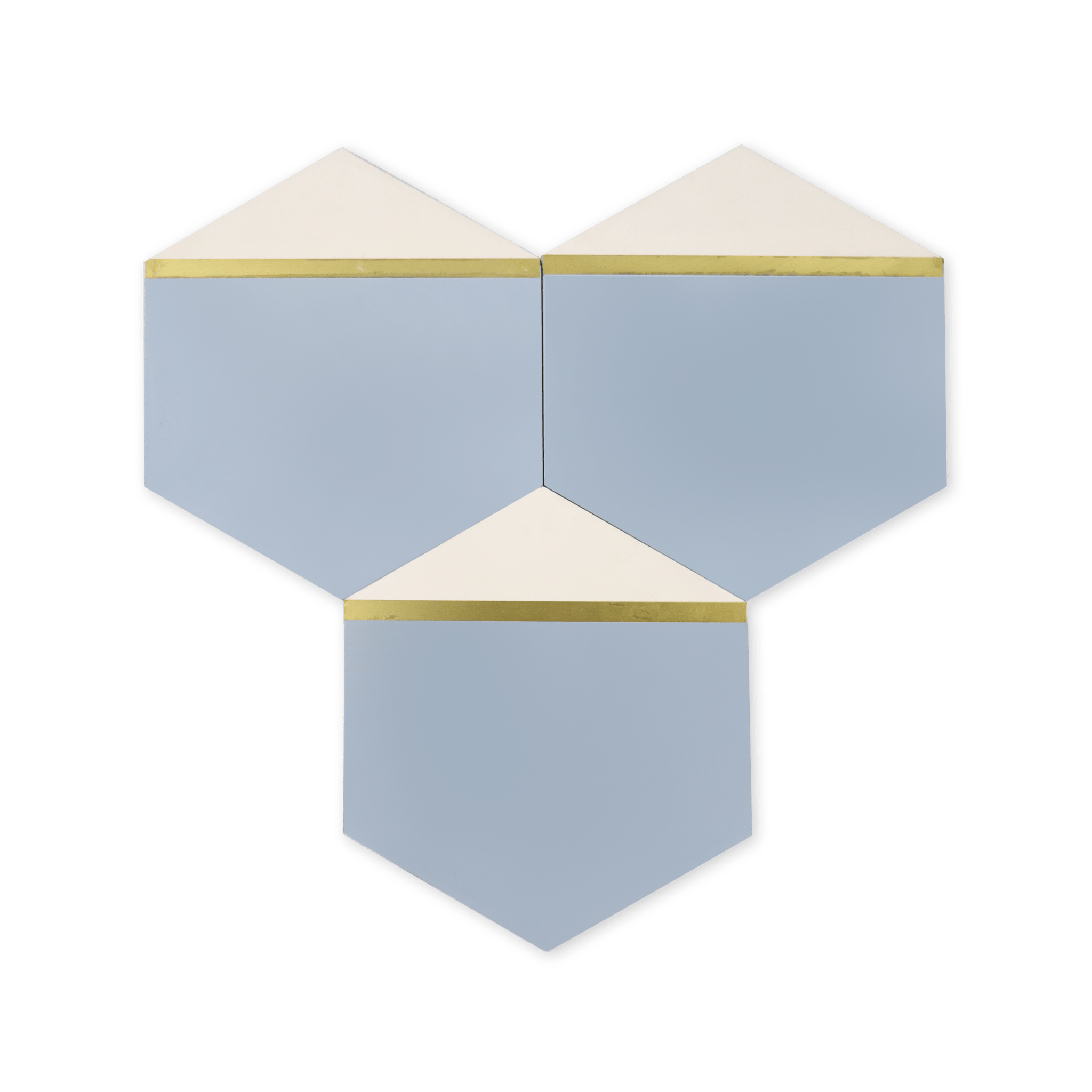 Pocket Square® Denim Blue Hexagon Cement Tile with Brass Inlay - Cemento Collection