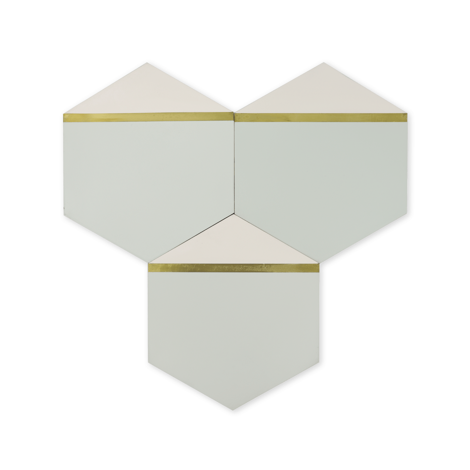 Pocket Square® Ombre Green Hexagon Cement Tile with Brass Inlay - Cemento Collection