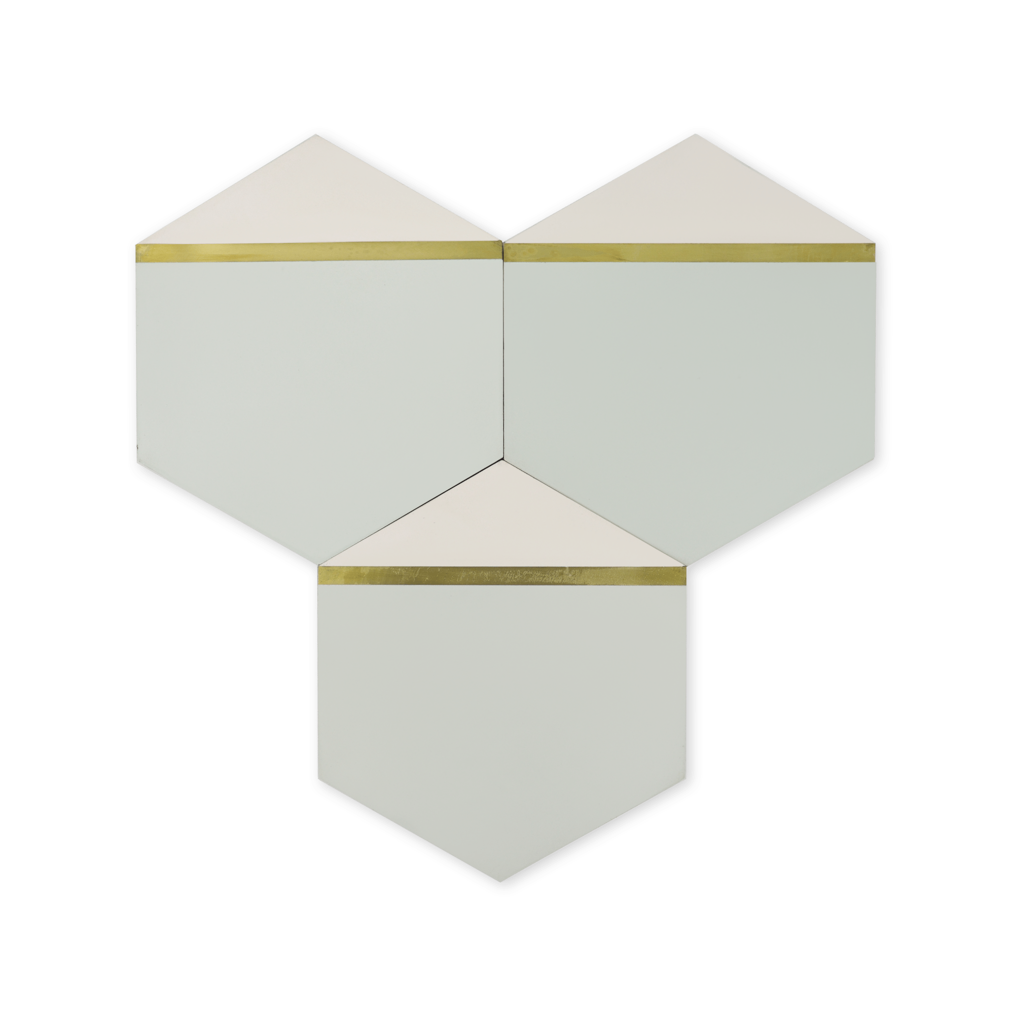 Pocket Square® Ombre Green Hexagon Cement Tile with Brass Inlay - Cemento Collection