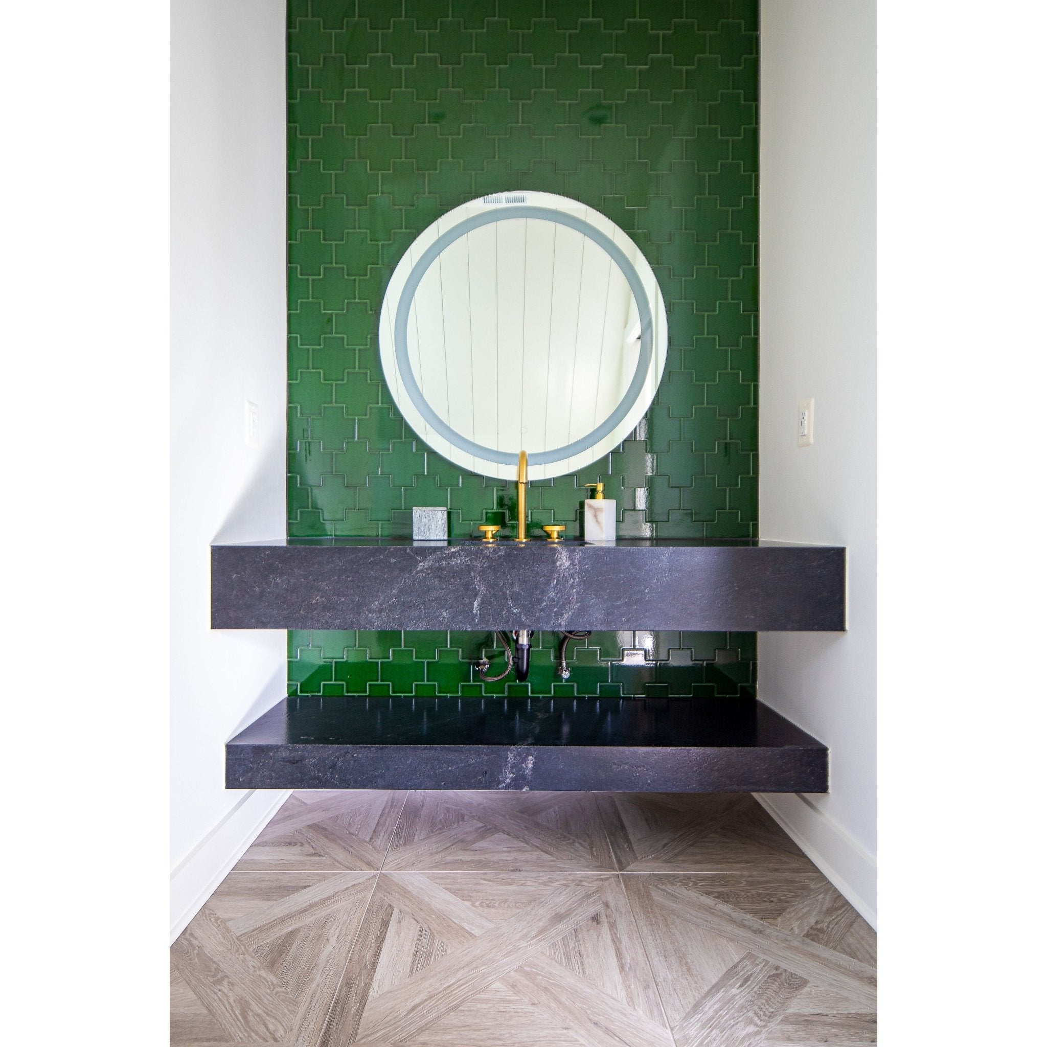 Puzzle Plus 6x6 Emerald Green Glossy Subway Tile - Cemento Collection