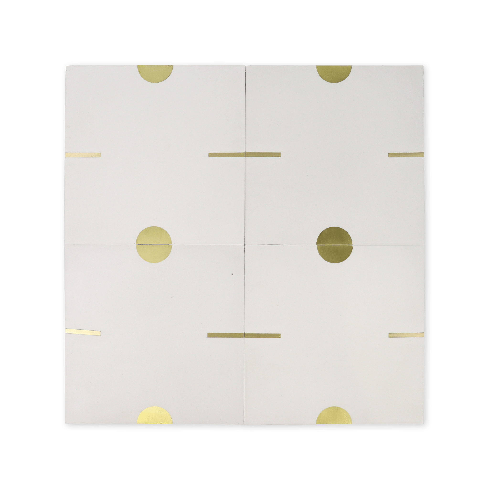 Stamp® White Cement Tile with Brass Inlay - Cemento Collection