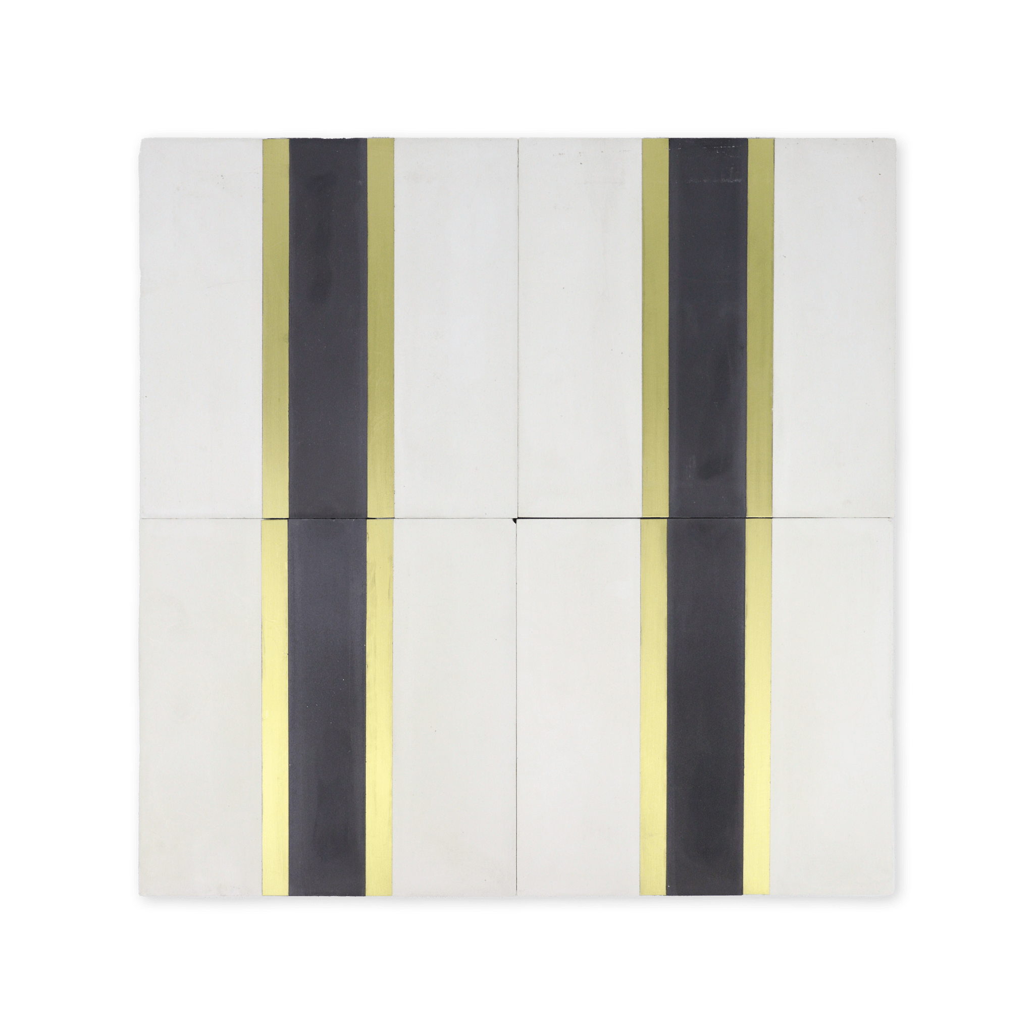 Stripe® White Cement Tile with Brass Inlay - Cemento Collection