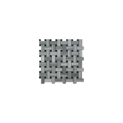 Zebra Marble Basketweave Mosaic with Black Dots Polished